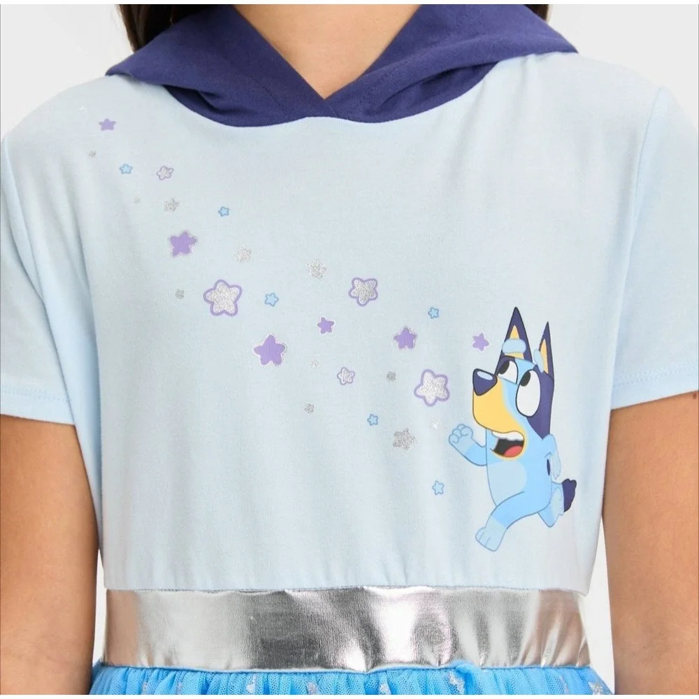 Girls' Bluey Cosplay Dress - Navy Blue Size XL 14